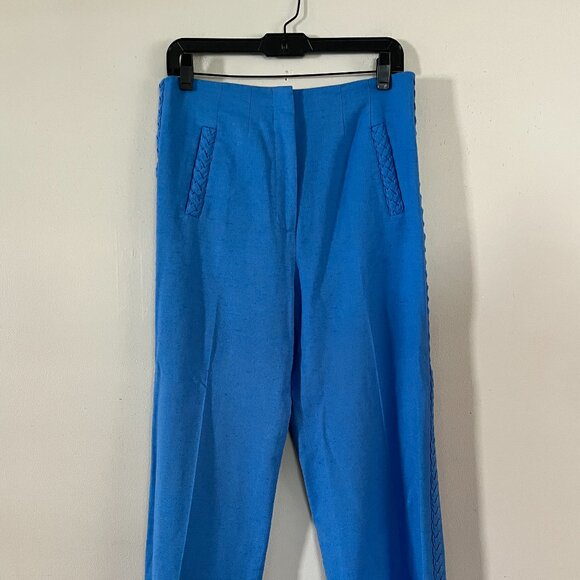 Veronica Beard Sz 6/8 Behren Blue Woven Blazer and Pants Suit Braided Trim - Picture 4 of 13